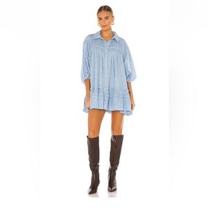 Free People Full Swing Dress in Powder Blue Combo Size XS